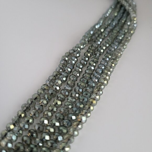 Boho Drop Tassel Necklace Cord & Crystal Bead Green AB Crystals - Picture 11 of 12